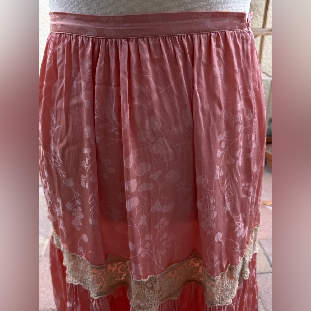Free People x Spell & Gypsy Collective Ocean Maxi Skirt Lace Coral Pink Boho - Picture 3 of 8